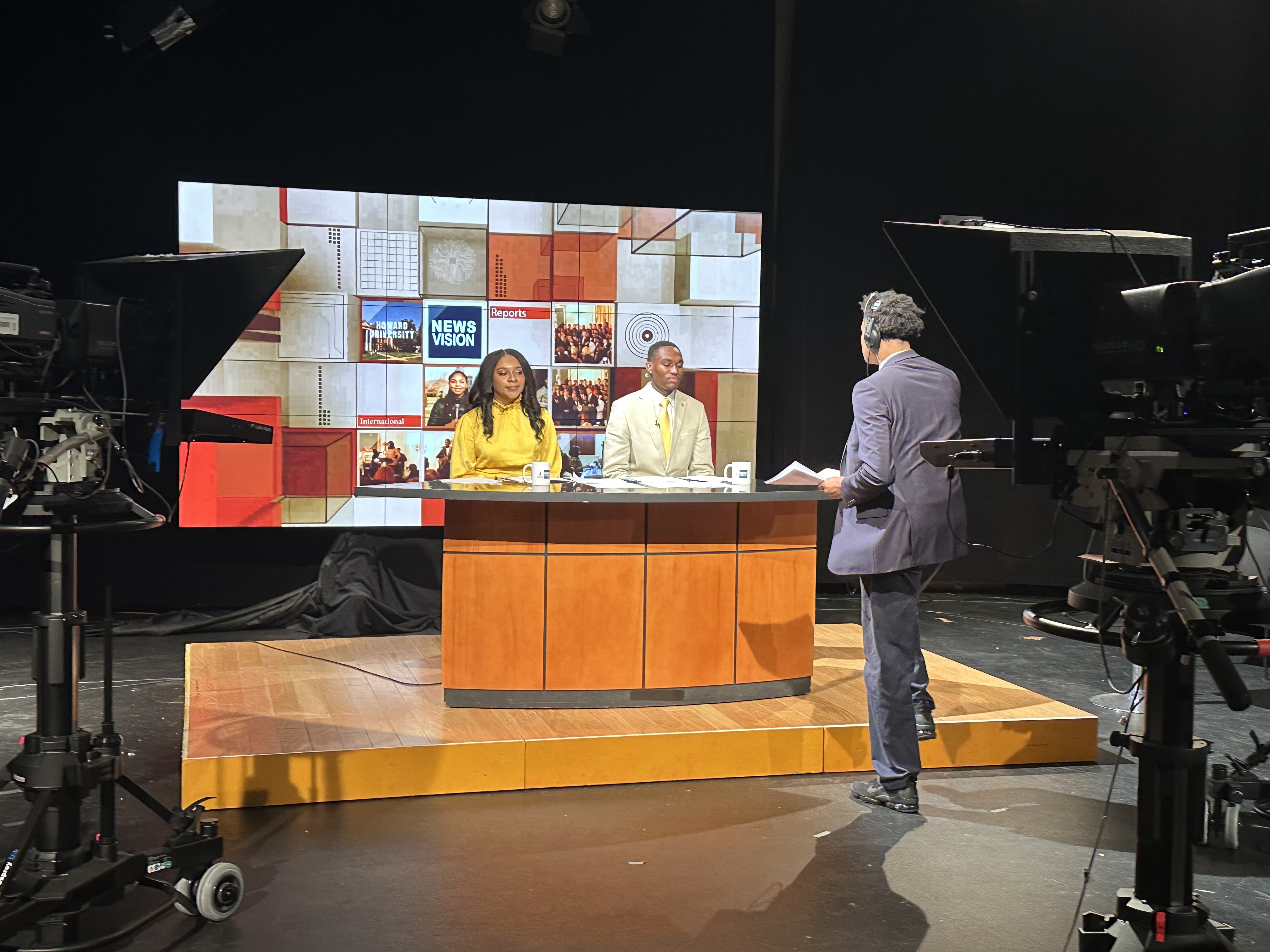 Students on set in the Howard TV Studio