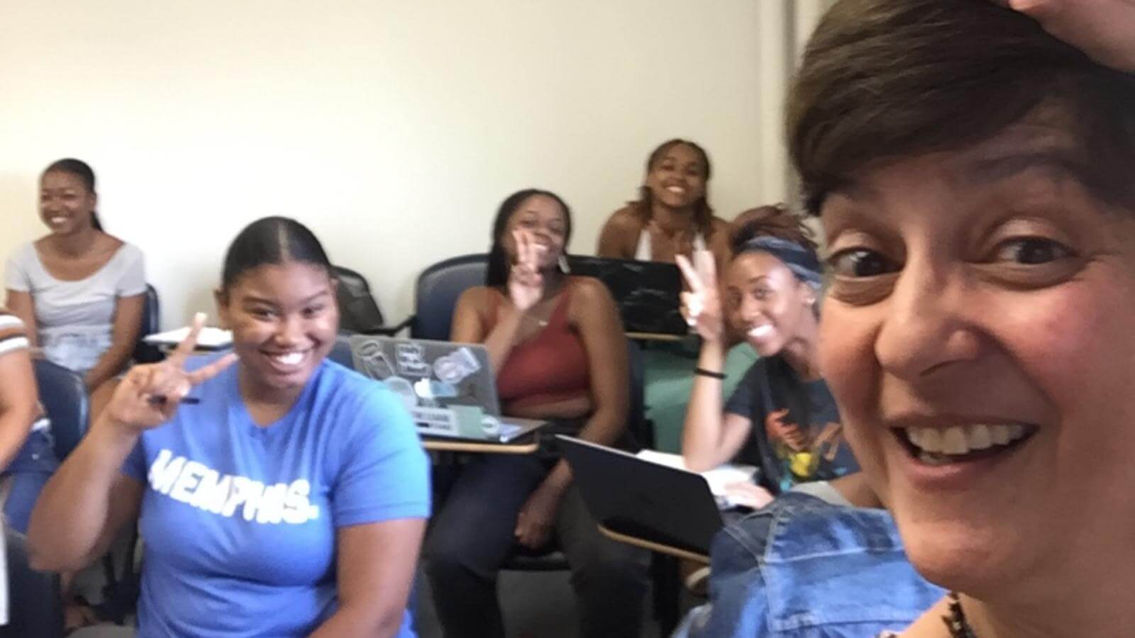 Heidi Gerber-Salins with HU Audio production students