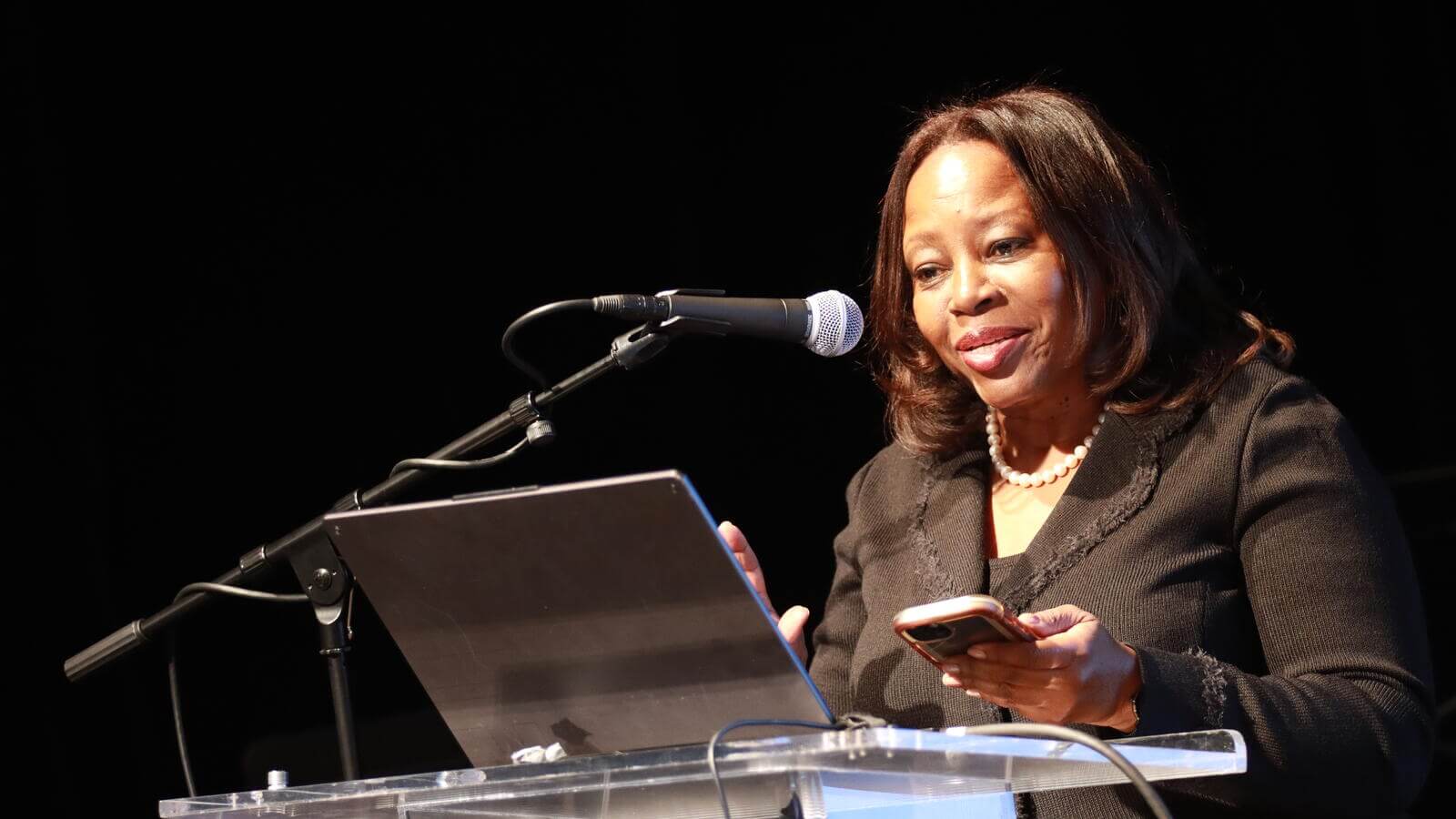 Dr. Yanick Rice Lamb speaks to capstone audience