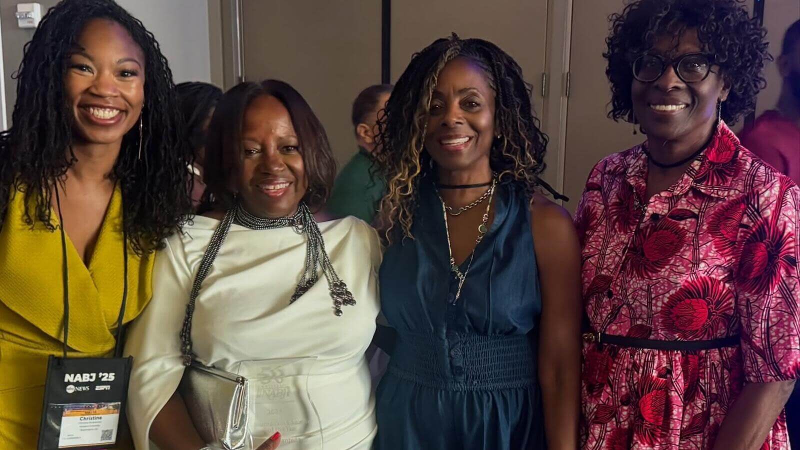 Dr. Christine McWhorter, Dr. Yanick Rice Lamb, Prof. Jennifer C. Thomas and Dr. Ingrid Sturgis, journalism faculty, pause for a photo after the Salute to Excellence Gala