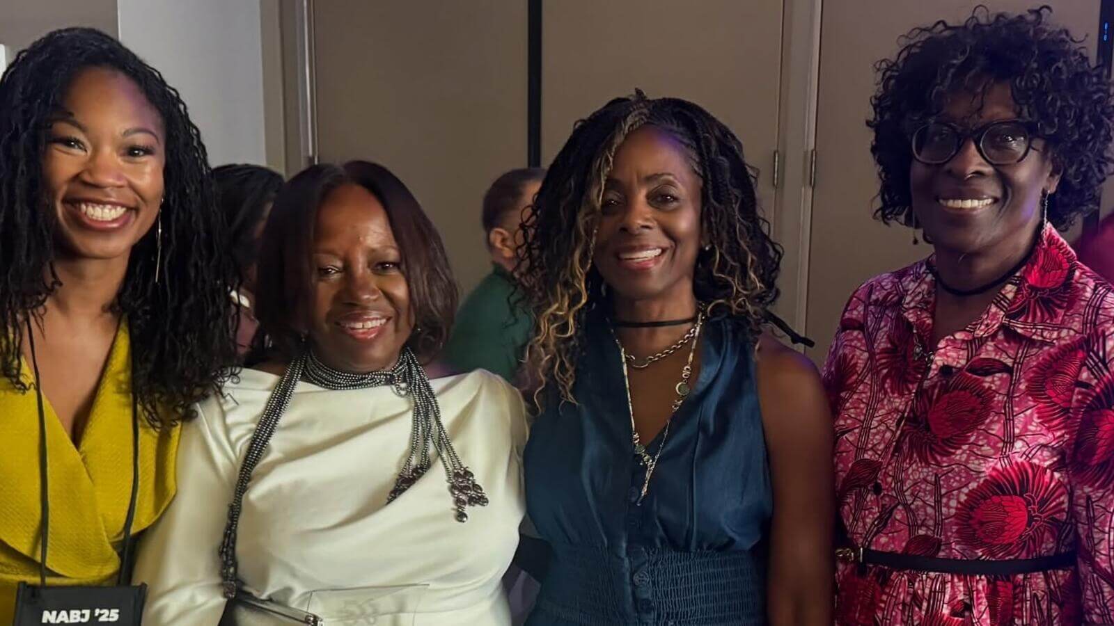 Dr. Christine McWhorter, Dr. Yanick Rice Lamb, Prof. Jennifer C. Thomas and Dr. Ingrid Sturgis, journalism faculty, pause for a photo after the Salute to Excellence Gala