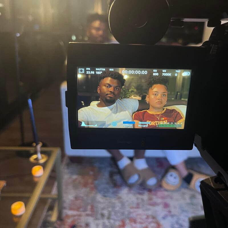 Two HU actors on camera monitor