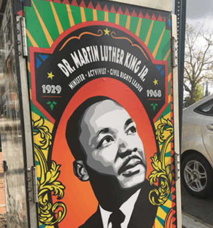 Image of Martin Luther on a utility box