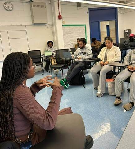 Johanna Makabi speaks with Howard Students