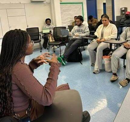 Johanna Makabi speaks with Howard Students